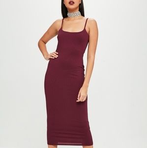 Missguided x Carly Bybel Burgundy Ribbed Dress